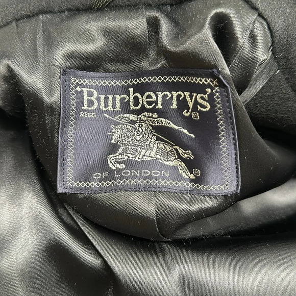 Burberry Trench Coat Cashmere Wool Blend Button Down Navy Blue Vintage Large * - Picture 11 of 14